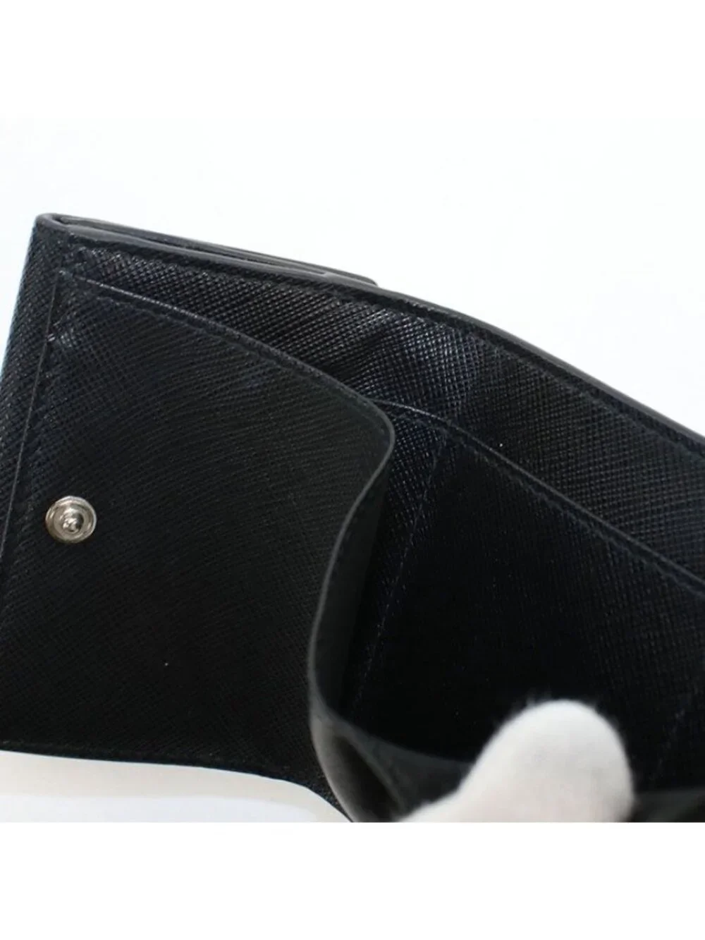 Prada Saffiano Triangle Trifold Wallet Leather